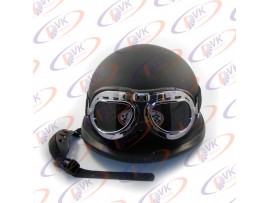 Мотокаска німецька чорна матова з окулярами MoтоTech розмір M
