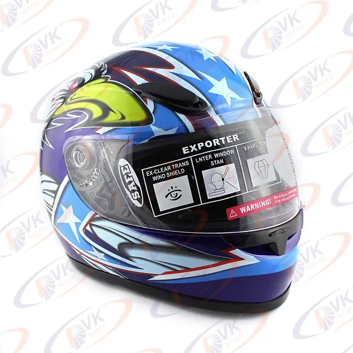 Шолом DVK KY-115 (DOT FMV SS 218) Fiberglass синій (# 136)
