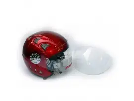 Шлем для скутера DVKmoto -52 красный, размер М   дополнительное стекло антискраб