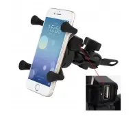 Держатель телефона на руль + USB-разъем 
