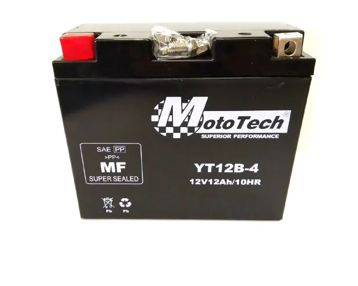 Мото аккумулятор гелевый  12В 12А  клемы коробка YT12B-4 MotoTech