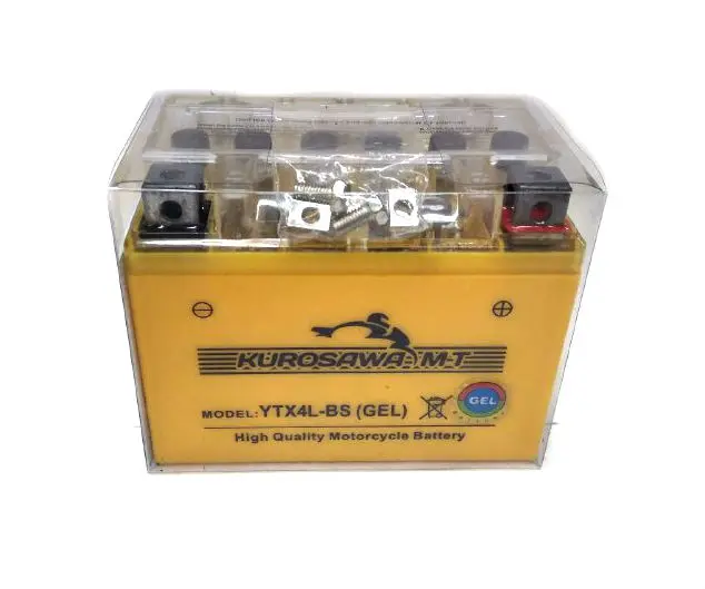 Гелевый аккумулятор на скутер 12v4a клем коробка  YTX4L-BS(GEL) Kurosawa (МotoТech)