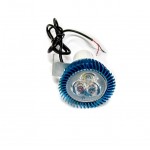 Светодиодная фара дополнительного света на мотоцикл 12 вольт (3 диода с радиатором),  синий