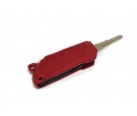 Брелок для ключей с заготовкой ключа (выкидной) алюминиевый, красный