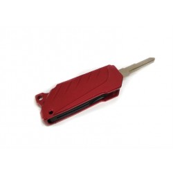 Брелок для ключей с заготовкой ключа (выкидной) алюминиевый, красный