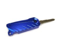 Брелок для ключей с заготовкой ключа (выкидной) алюминиевый, синий