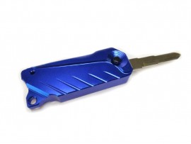 Брелок для ключей с заготовкой ключа (выкидной) алюминиевый, синий