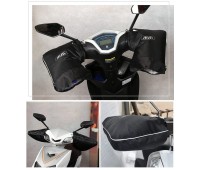 Теплая защита рук на руль мотоцикла, скутера черная плащевка, велсофт (к-т 2 штуки)
