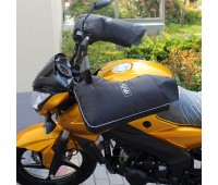 Теплий захист рук на кермо мотоцикла чорна плащівка, велсофт (к-т 2 штуки)