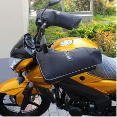 Теплий захист рук на кермо мотоцикла чорна плащівка, велсофт (к-т 2 штуки)