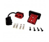 Силовой разъем Андерсон 50А красный врезной с пыльником, комплект 2 штуки