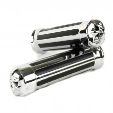 Ручки керма 25 мм металеві "Череп" з гумовими вставками, хромовані (к-т 2 штуки)