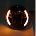 Фара светодиодная с габаритами и поворотами, черная (2 линзы + 2 кристалла, 5.75 дюйма, 145 мм)