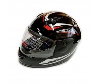 Шлем интеграл F2 черный с красно-серым рисунком, размер XXS