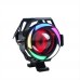 LED фара с "ангельским глазом"  U7  черная,  Multicolor подсветка