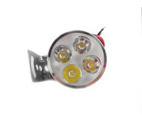 LED фара 4 диода серебро (с креплением)