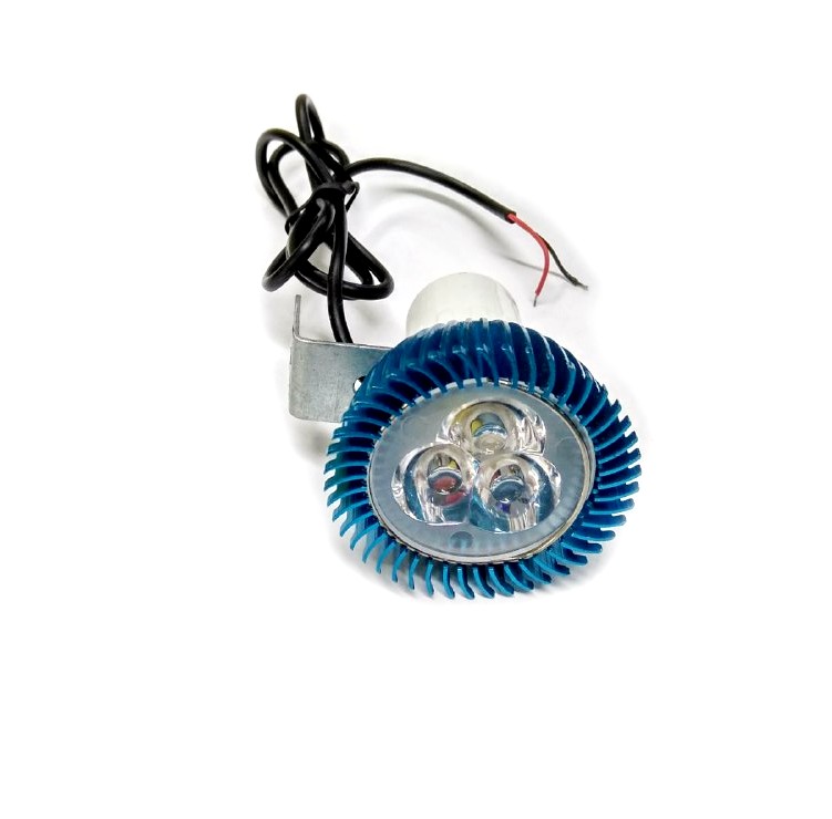 Светодиодная фара дополнительного света на мотоцикл 12 вольт (3 диода с радиатором),  синий