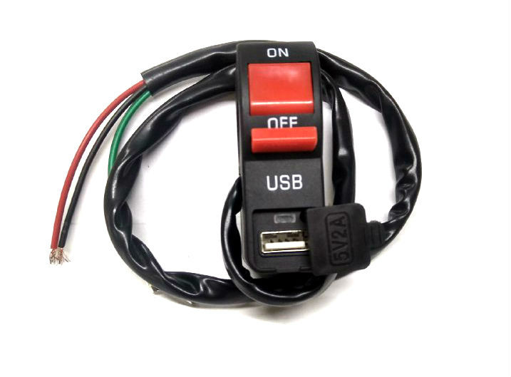 Кнопка включения + USB на руль 22 мм (с хомутом)