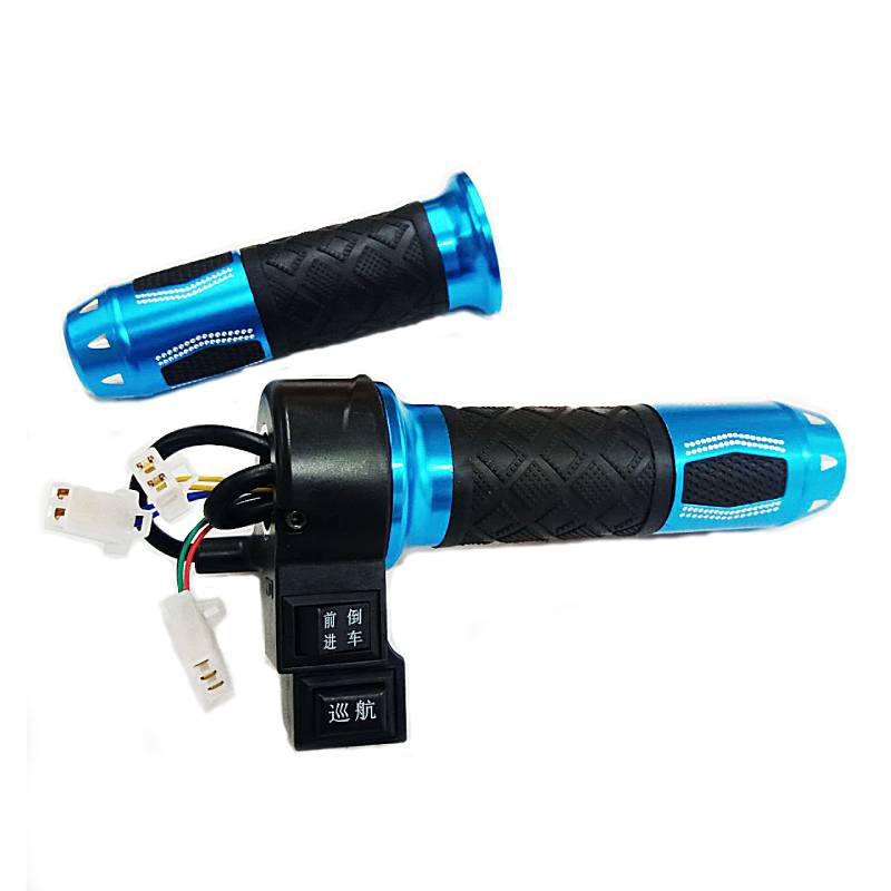 Ручка акселератора для електротранспорту 24V/36V/48V/64V/72V/84V (вперед-назад + круїз-контроль), чорно-синя (к-т 2 штуки)