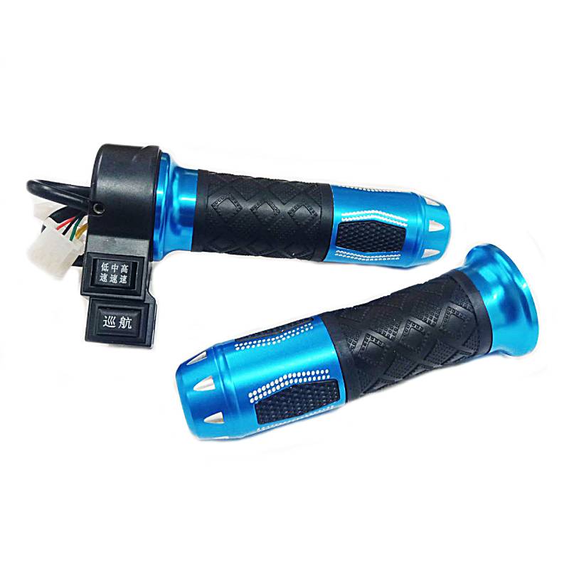 Ручка акселератора для електротранспорту 24V/36V/48V/64V/72V/96V (3 швидкості + круїз-контроль), чорно-синя (к-т 2 штуки)